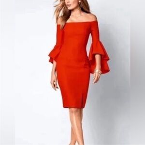 VENUS Off-Shoulder Flared Sleeve Dress